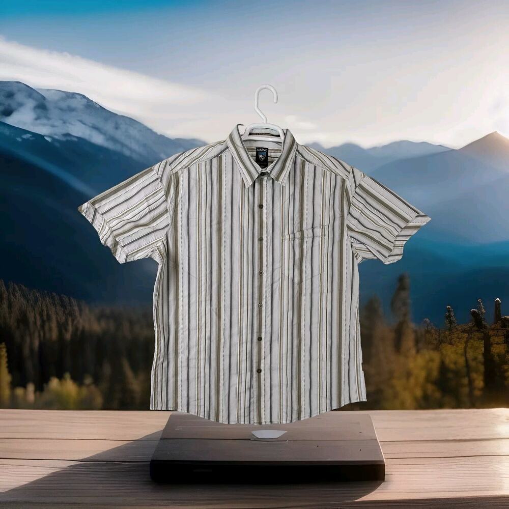 Kuhl Button Up Shirt Mens Large Suncell Striped Outdoor Gorpcore Hiking Active